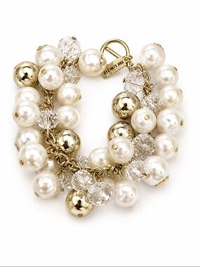 THE LIMITED Pearl & Gold Multi-Strand Charm Bracelet